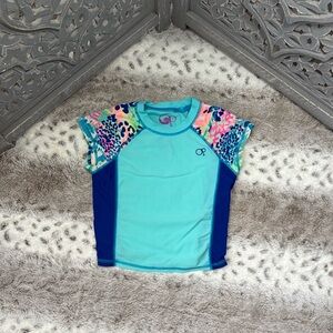 OP swim rashguard XSmall rainbow leopard print tropical beach island girl summer